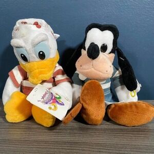 Vintage Disney  Donald Duck & Goofy  Pirate Plush Stuffed Animals   NWT
